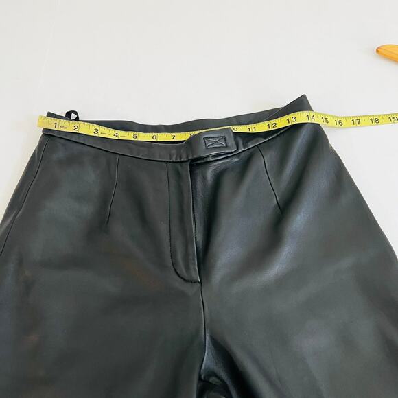Jacqueline Ferrar Leather High Rise Straight Leg Pants Size 8 Black - Picture 5 of 8